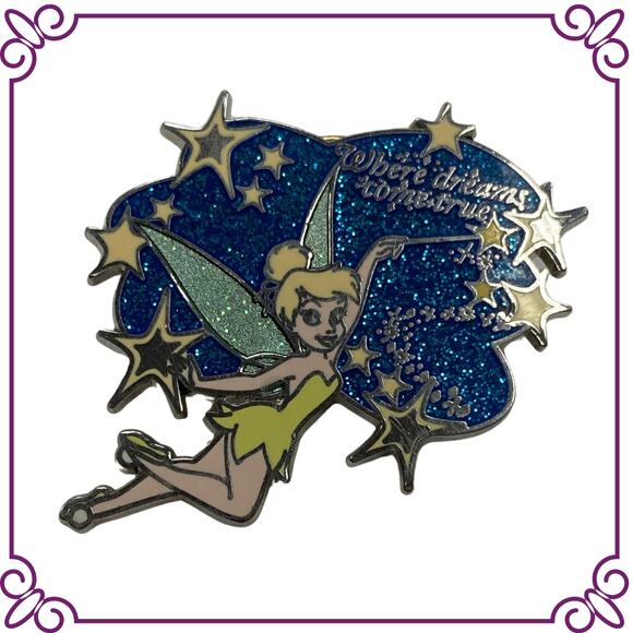 Disney Jewelry - Disney Tinkerbell Where Dreams Come True Silvertone & Enamel Pin